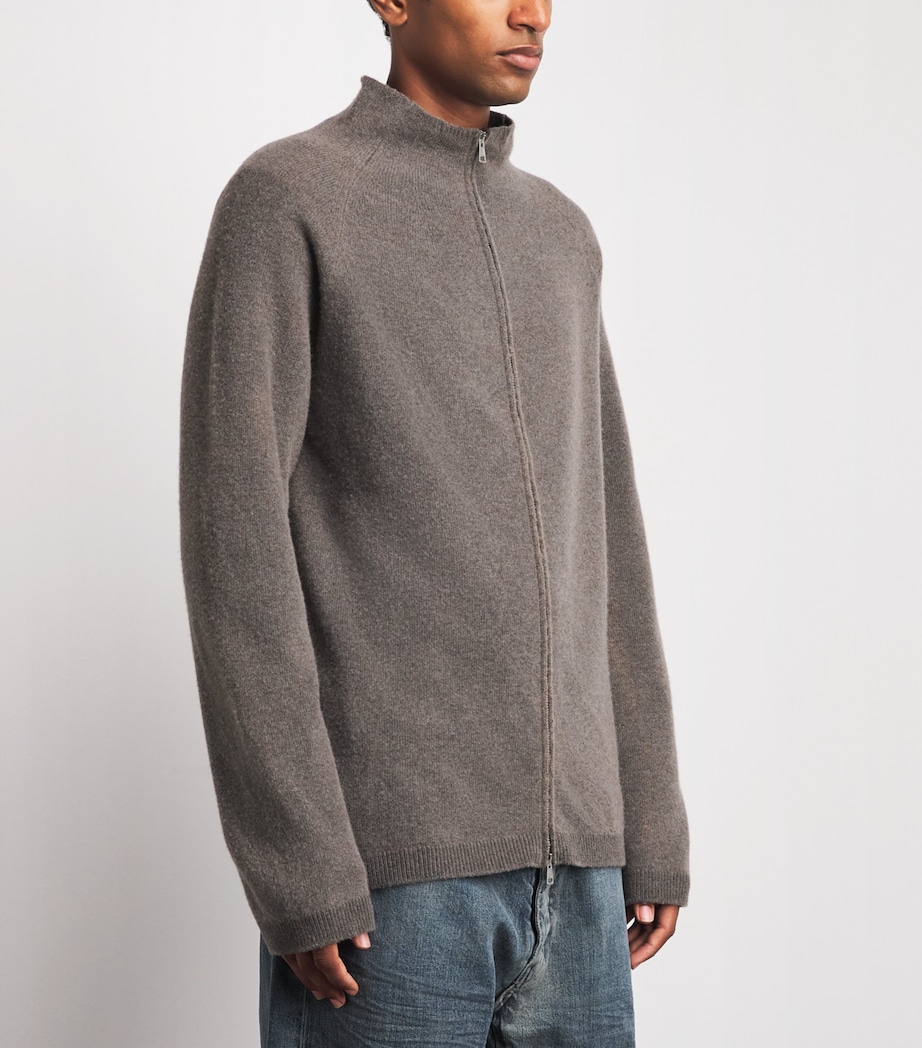 Our Legacy Mens Wool Line Zip-Up Cardigan Mud Spray Dy Chrb Wl Image 4