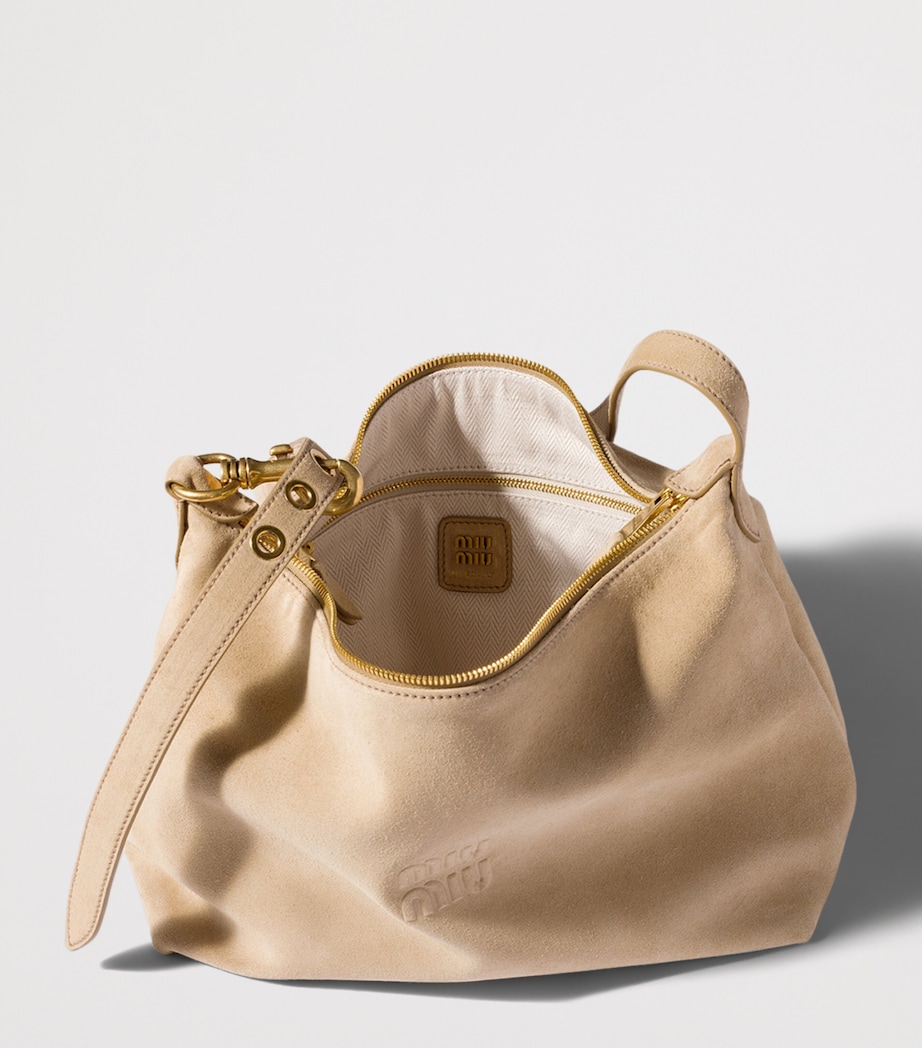 Miu Miu Medium Suede Spirit Shoulder Bag Neutral Image 5