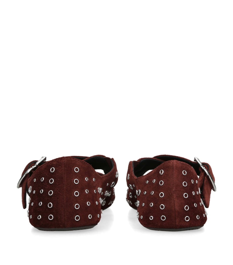 Suede Embellished Criss-Cross Ballet Flats DARK BROWN Image 2