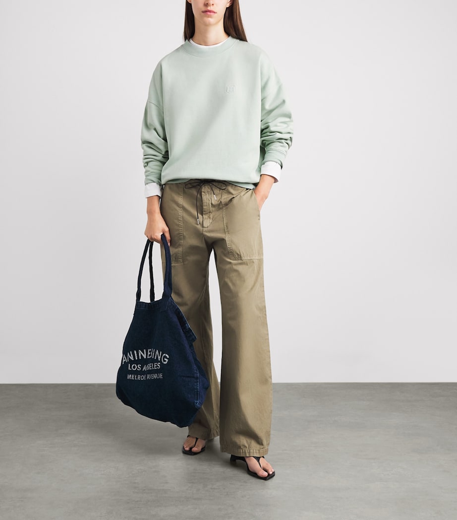 ANINE BING Womens Cotton Miles Sweatshirt Green Image 2