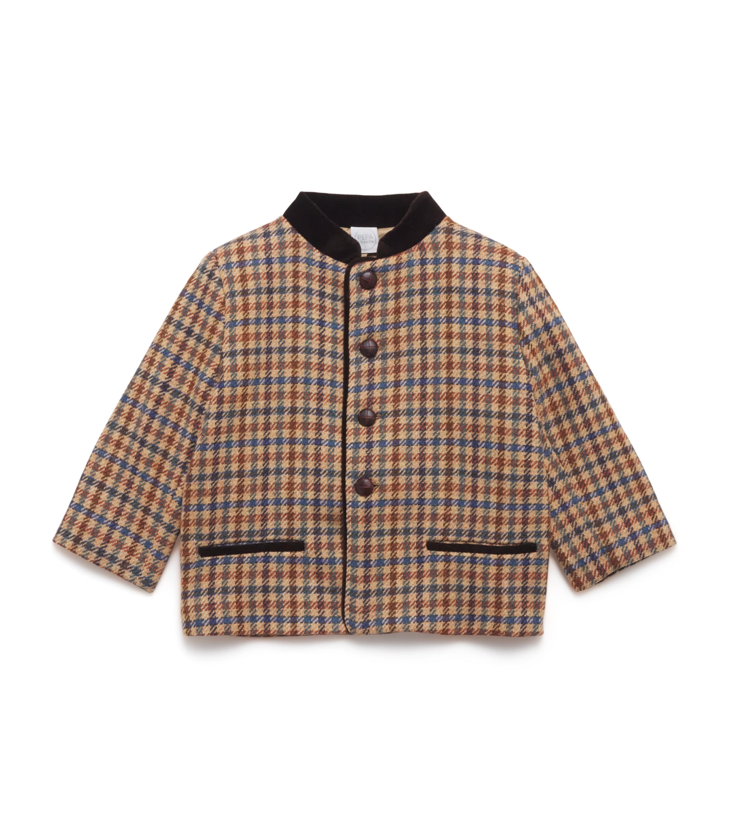 Pepa London Kids' Wool Check Print Jacket In Brown