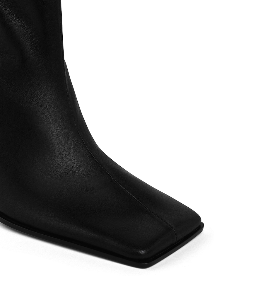 Alaïa Leather Square-Toe Ankle Boots 90 Noir Image 4