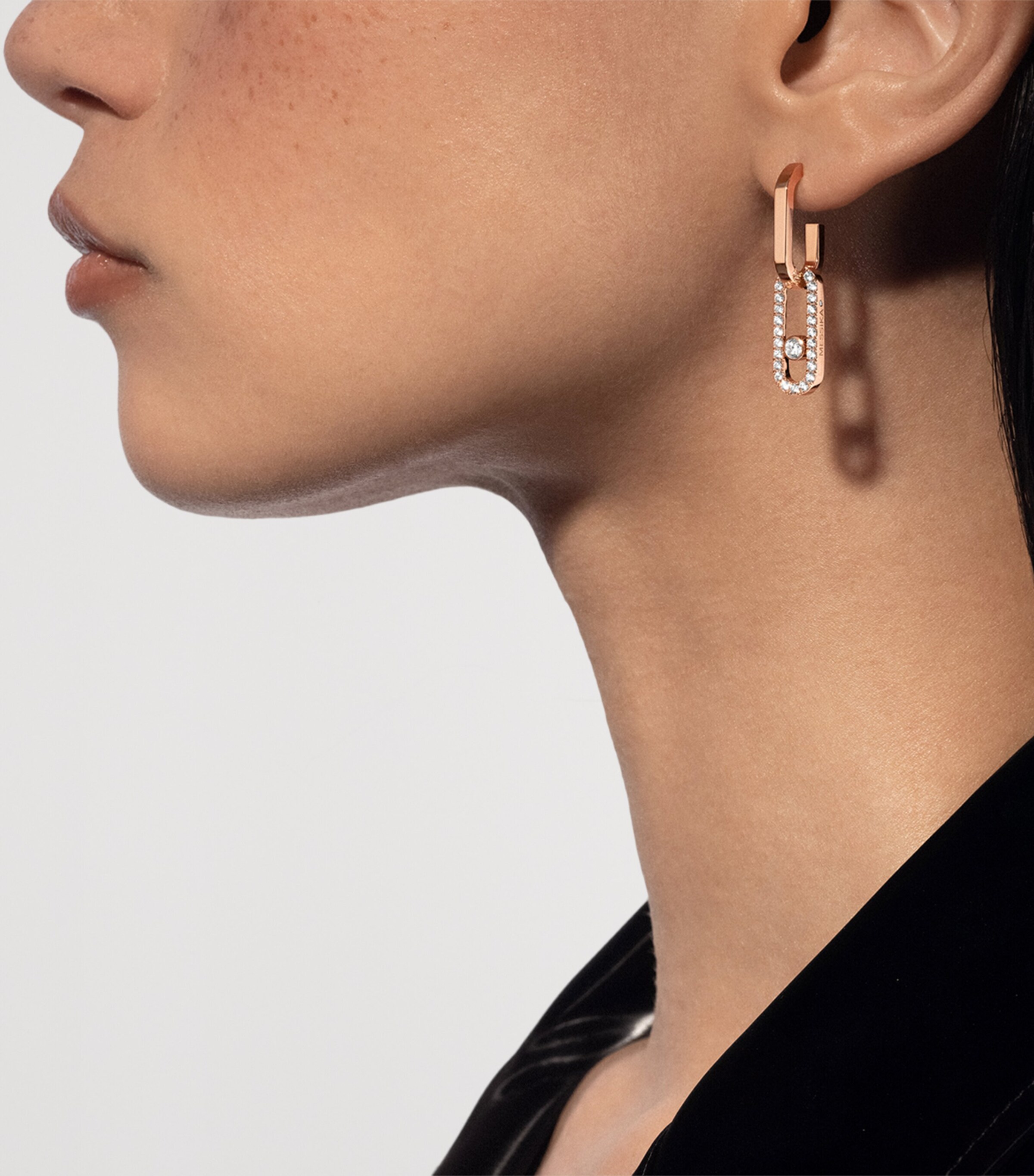 Messika Move Link Pink Gold and Diamond Drop Earrings Pink Gold Image 2