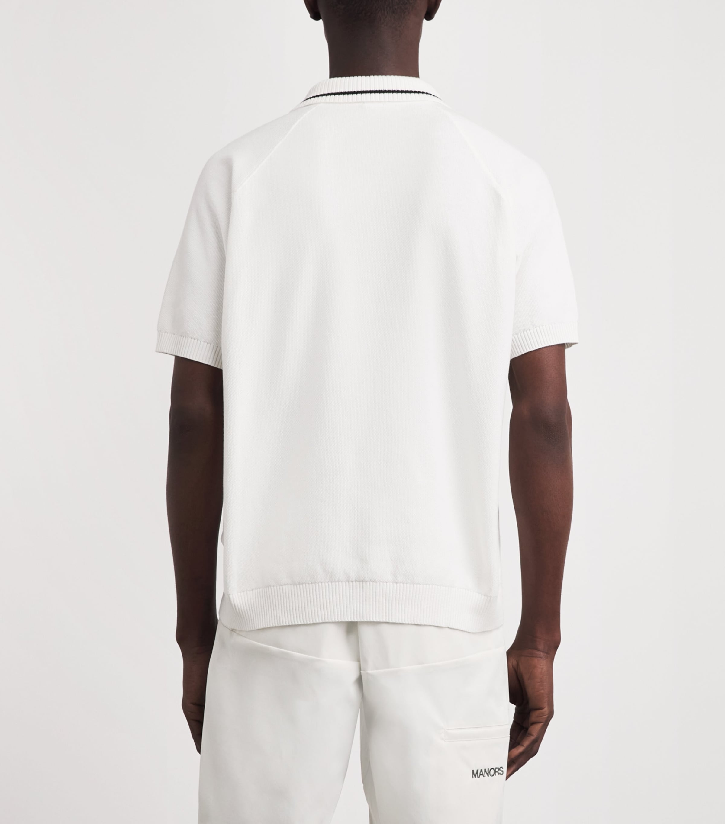 BOSS Mens Cotton Open-Collar Polo Shirt White Image 5