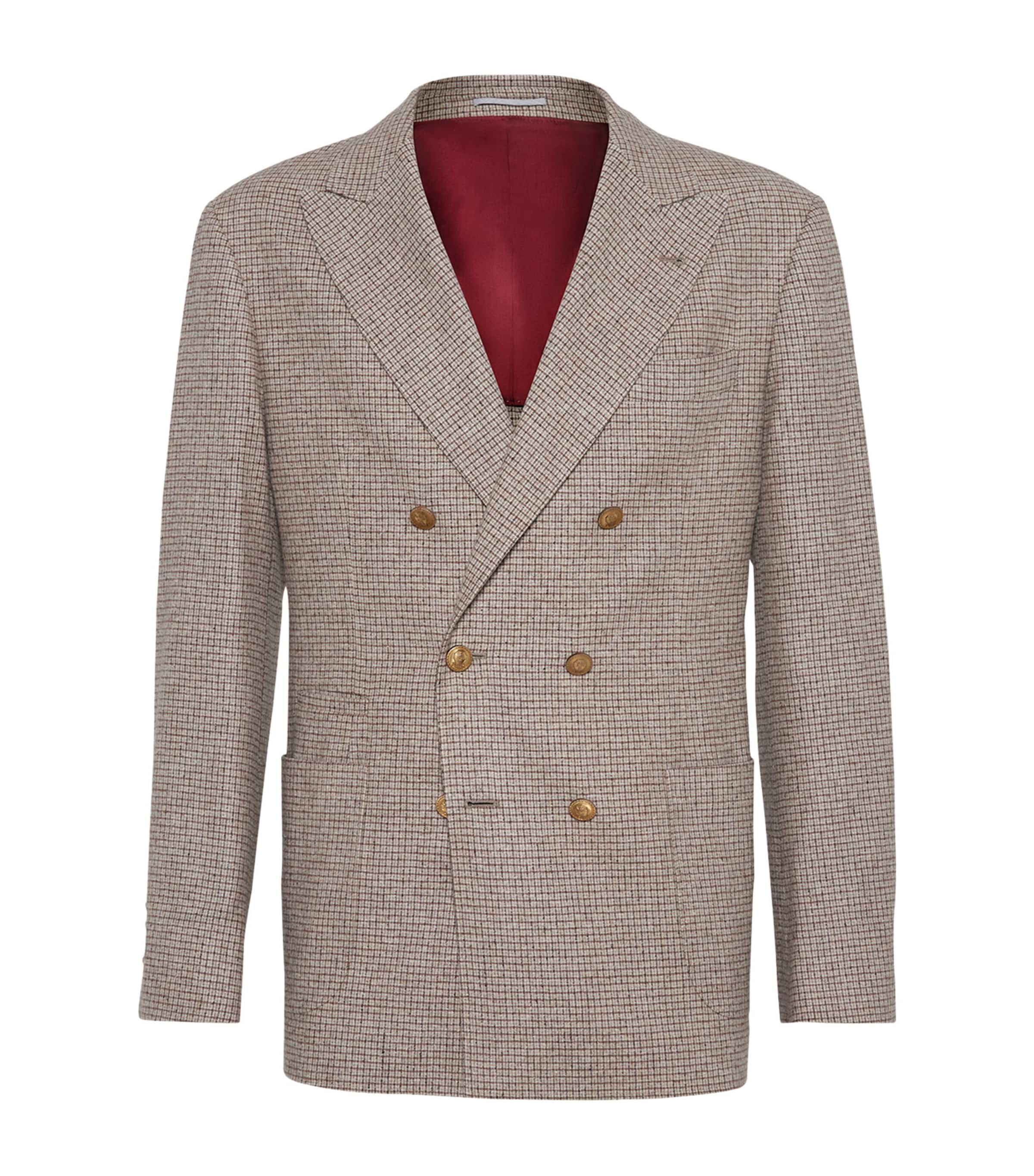 Brunello Cucinelli Men One-and-a-half Breasted Deconstructed Jacket In Checked Flannel In Multi
