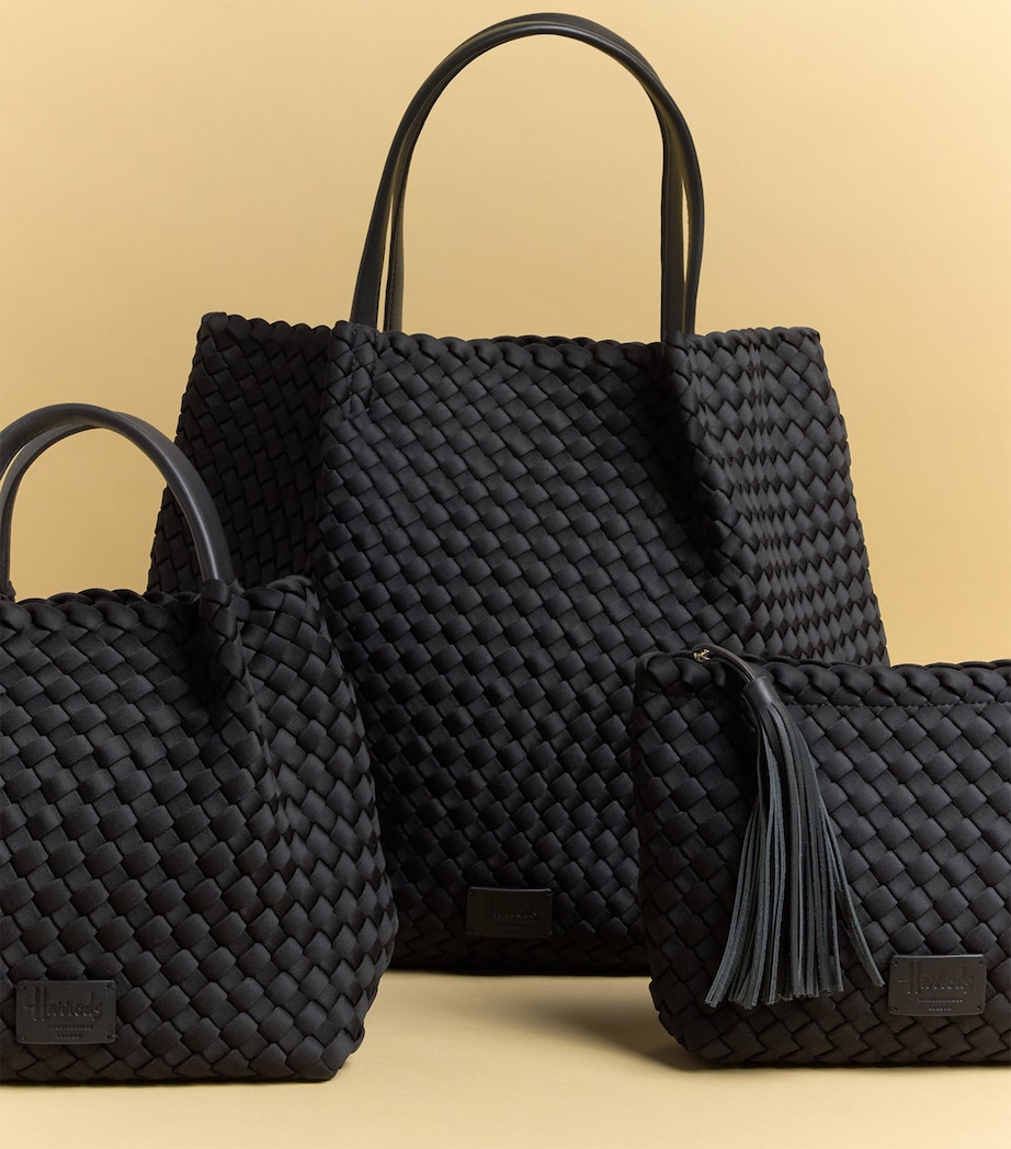 Harrods Neoprene Woven East-West Tote Bag Black Image 5