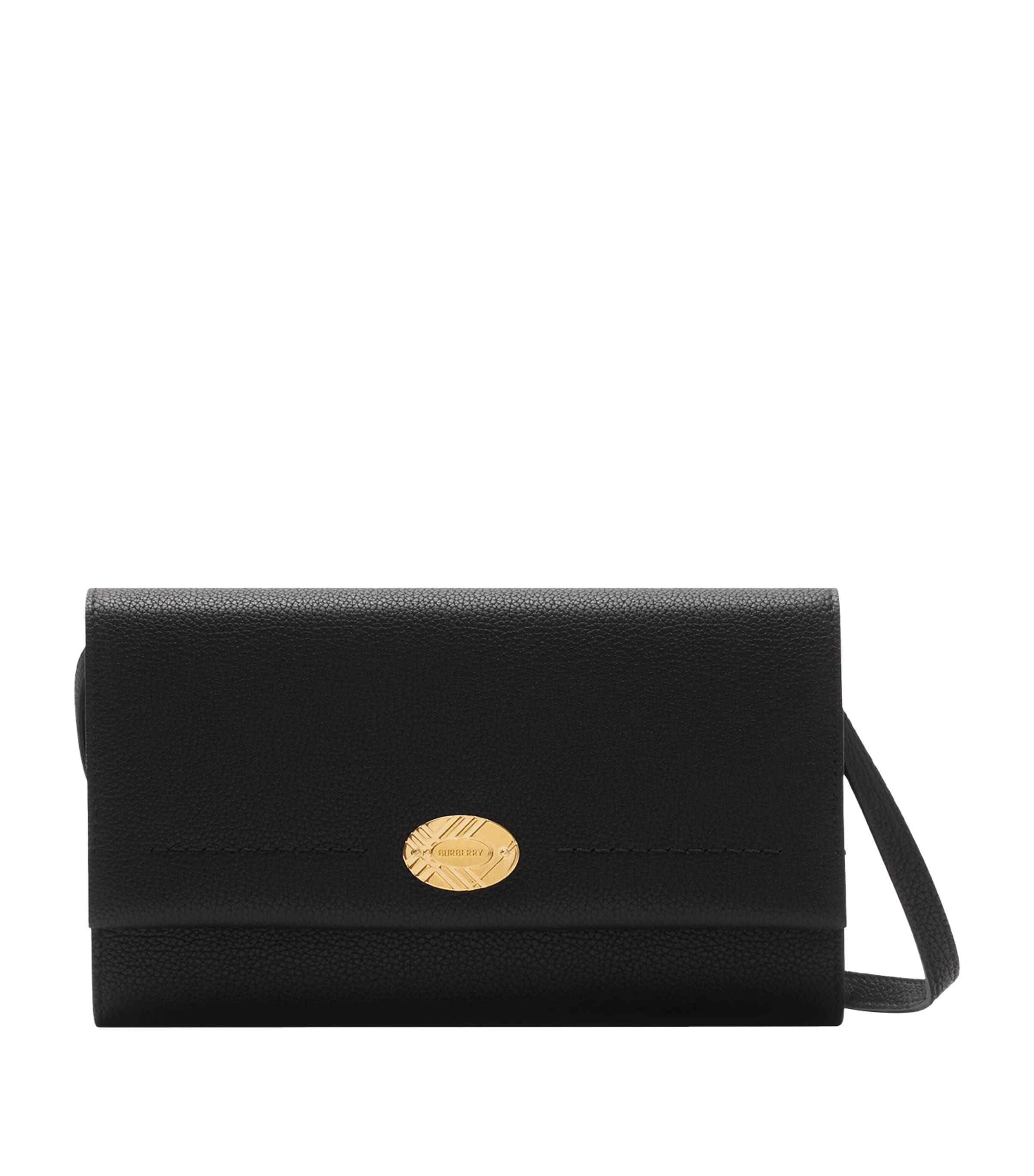 Burberry Leather Cotswolds Strap Wallet In Black