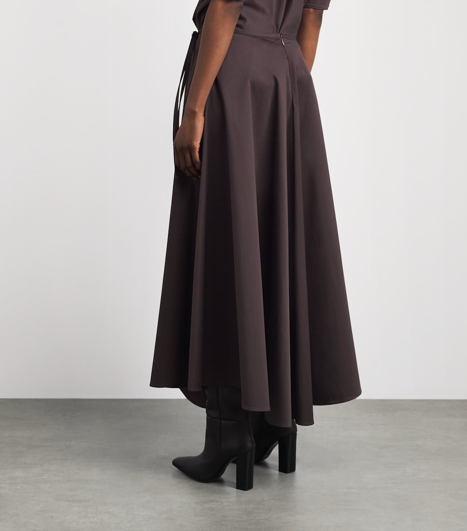 Agnona Womens Stretch-Cotton Midi Skirt Brown Chocolate Image 5