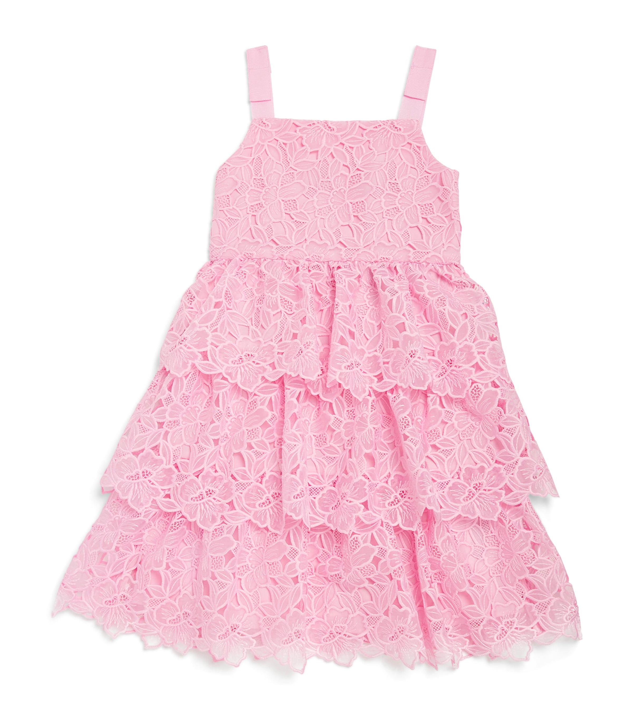 Self-portrait Kids' Organza Ruffled Dress In Pink