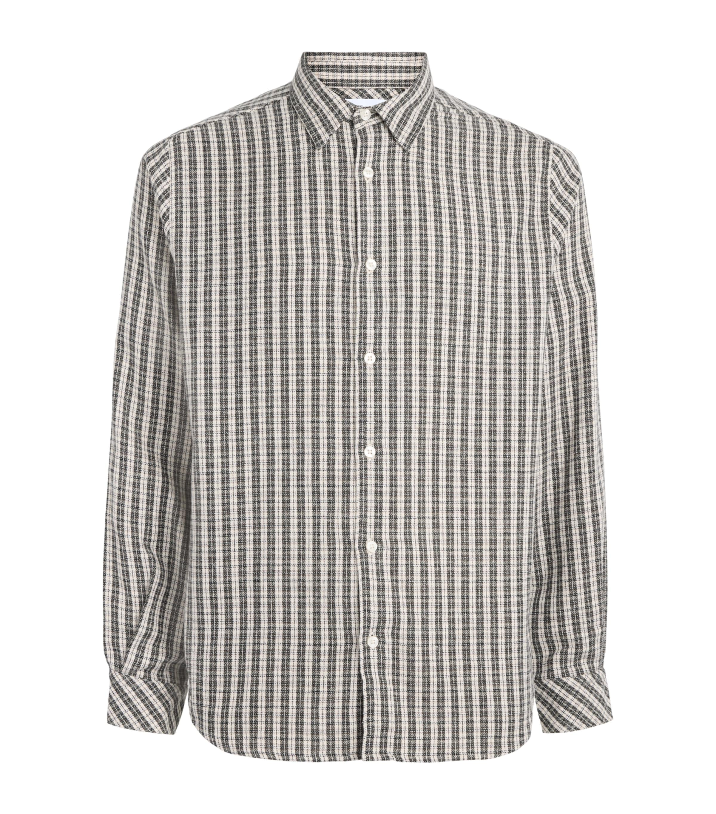 Samsøe Samsøe Mens Organic Cotton Check Saryan Shirt Brown Ch. Image 1