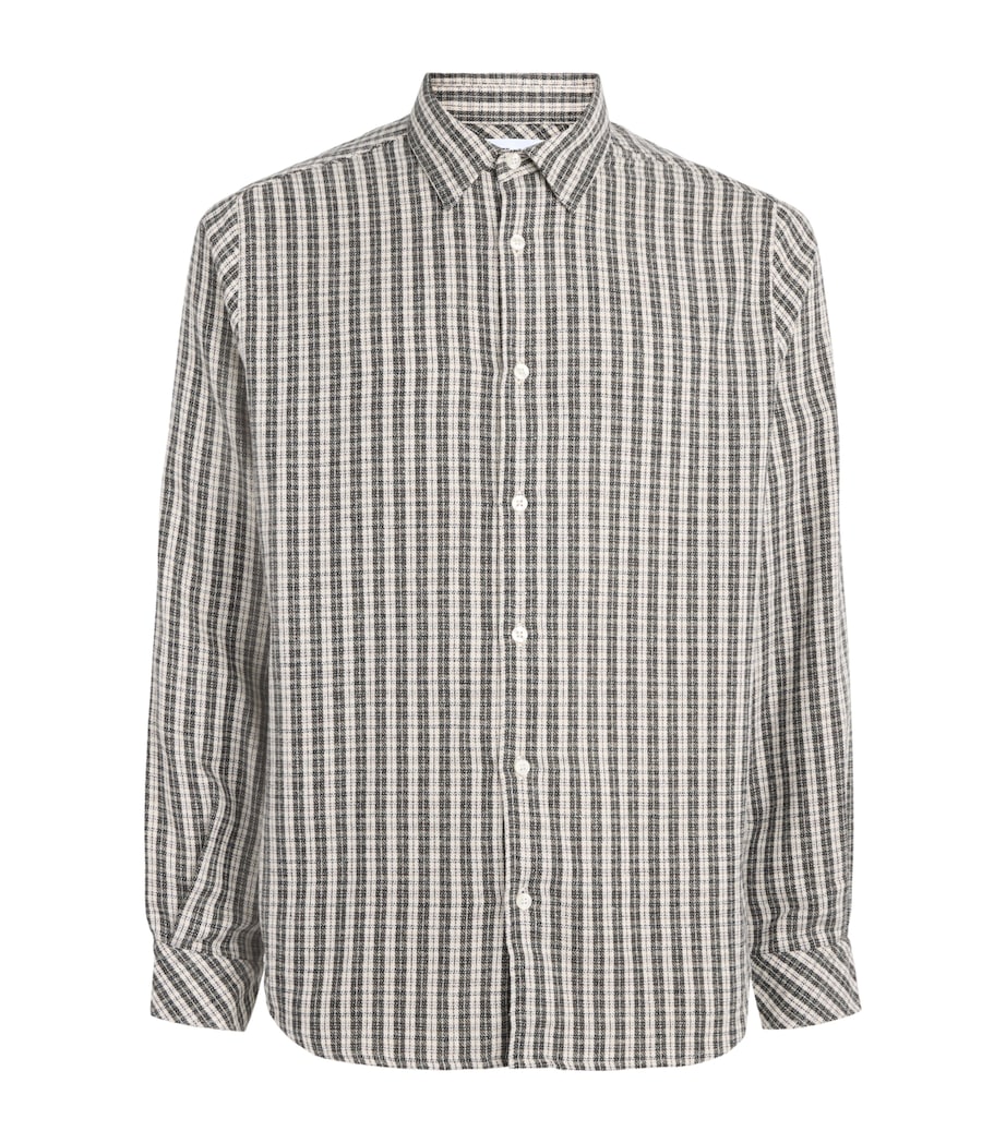 Samsøe Samsøe Mens Organic Cotton Check Saryan Shirt Brown Ch. Image 1