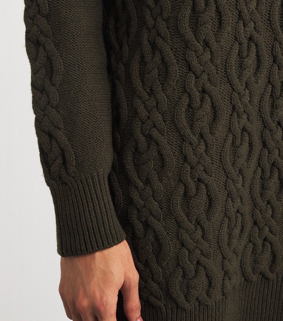 Wool-Cashmere Cable-Knit Mini Dress MOSS GREEN Image 6