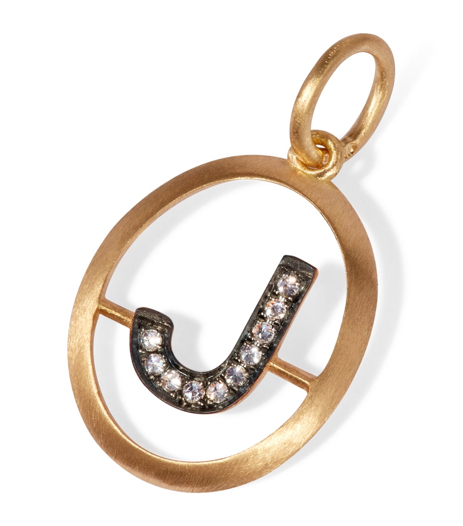 Yellow Gold and Diamond Initial J Pendant YELLOW GOLD Image 1