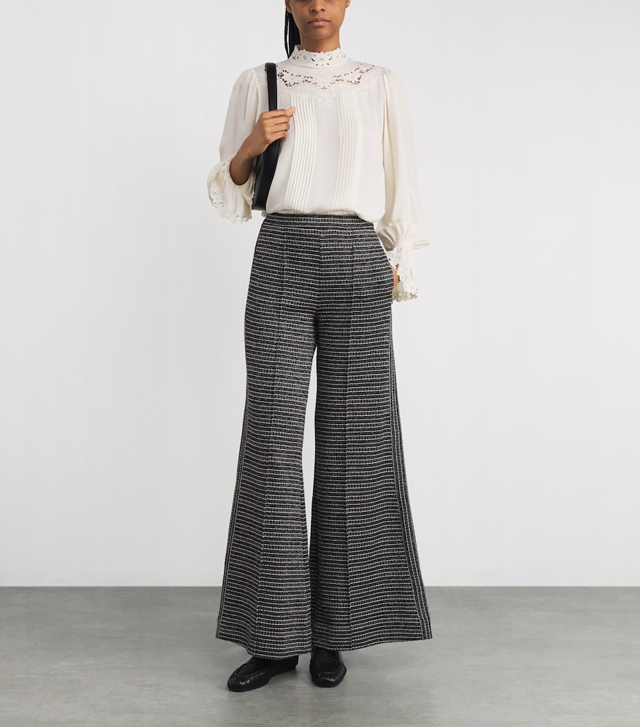 ME+EM Womens Tweed AM-PM Wide-Leg Trousers Black Multi Image 2
