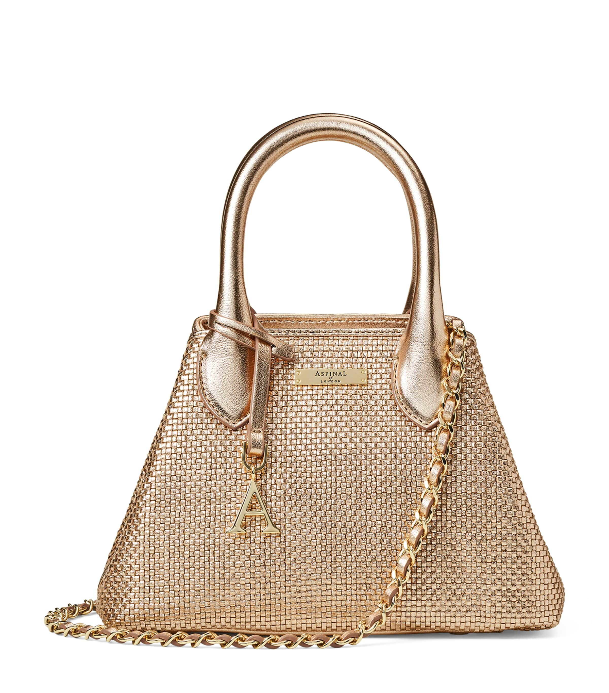 Shop Aspinal Of London Mini Paris Bag In Gold