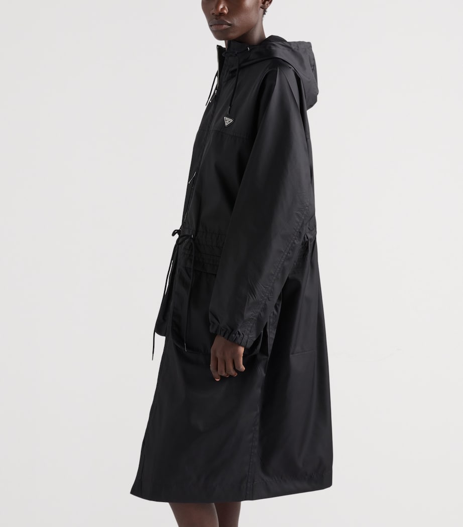 Prada Womens Re-Nylon Longline Rain Jacket Black Image 4