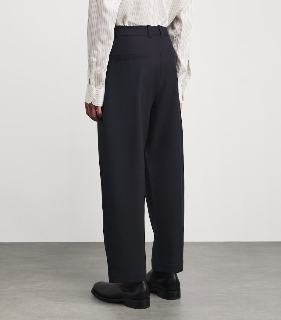 Wool Curved Tapered Trousers DARKEST NAVY Image 4