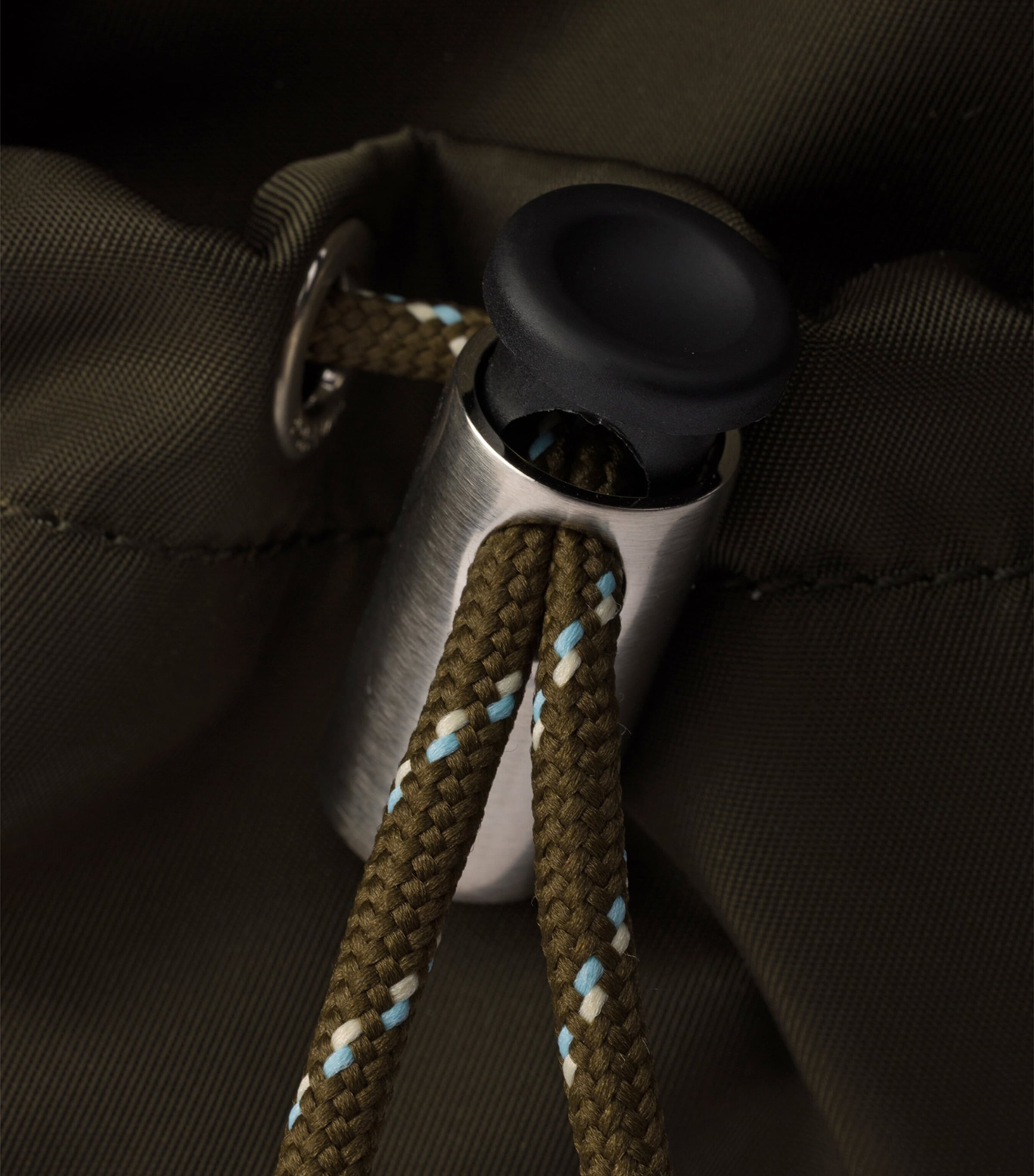 Re-Nylon and Leather Drawstring Backpack F0334 Image 6