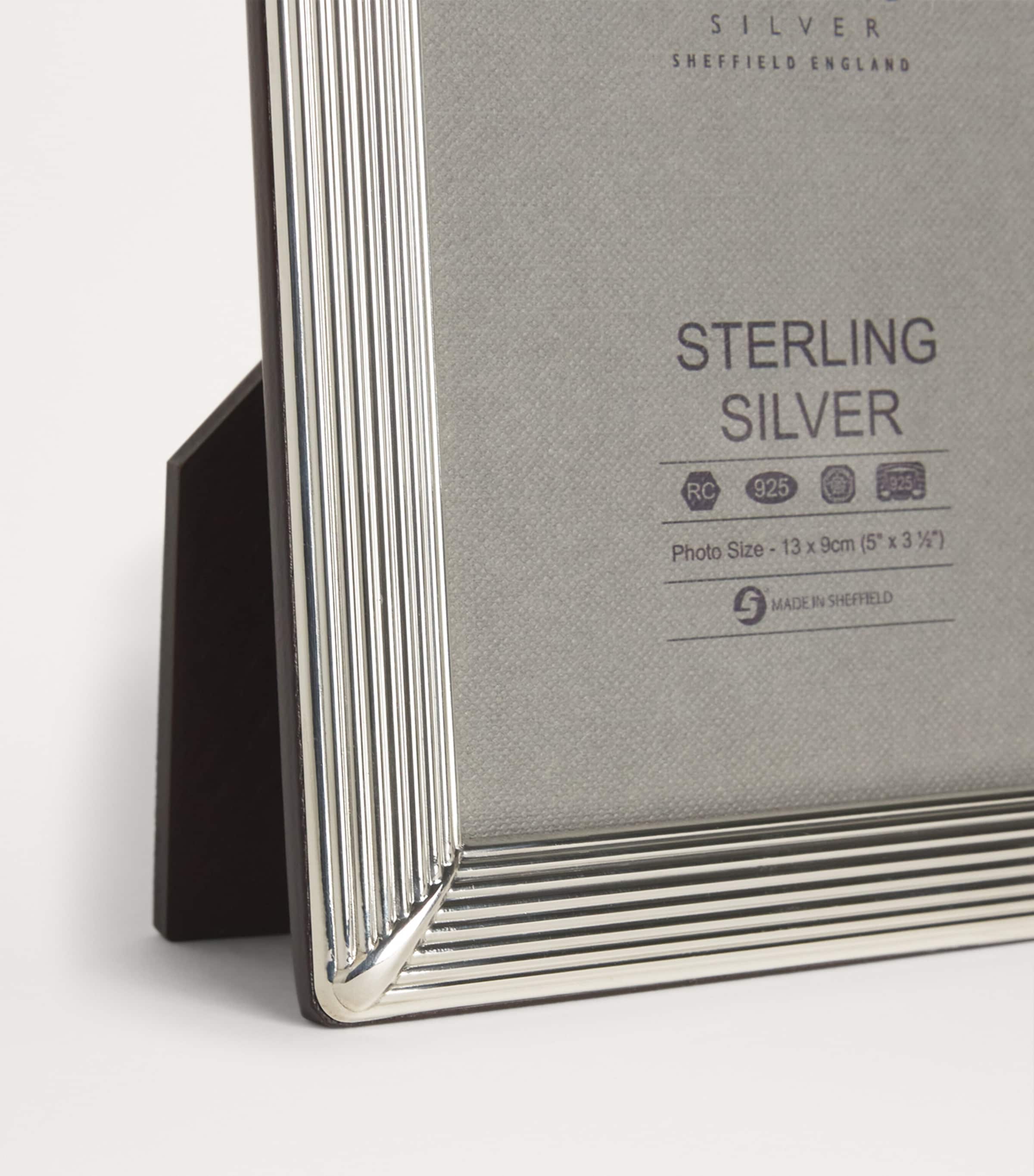 Carrs Silver Sterling Silver Fluted Photo Frame with Wood Back (5