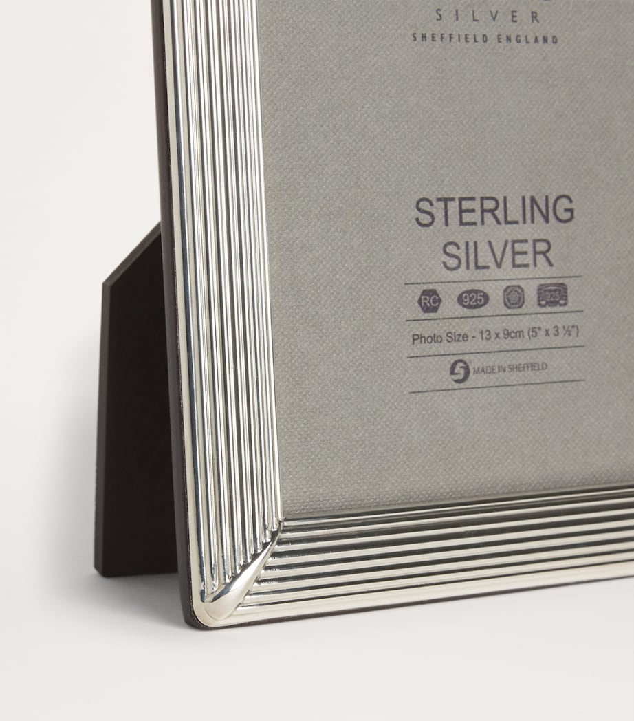 Sterling Silver Fluted Photo Frame with Wood Back (5" x 3.5") SILVER Image 2