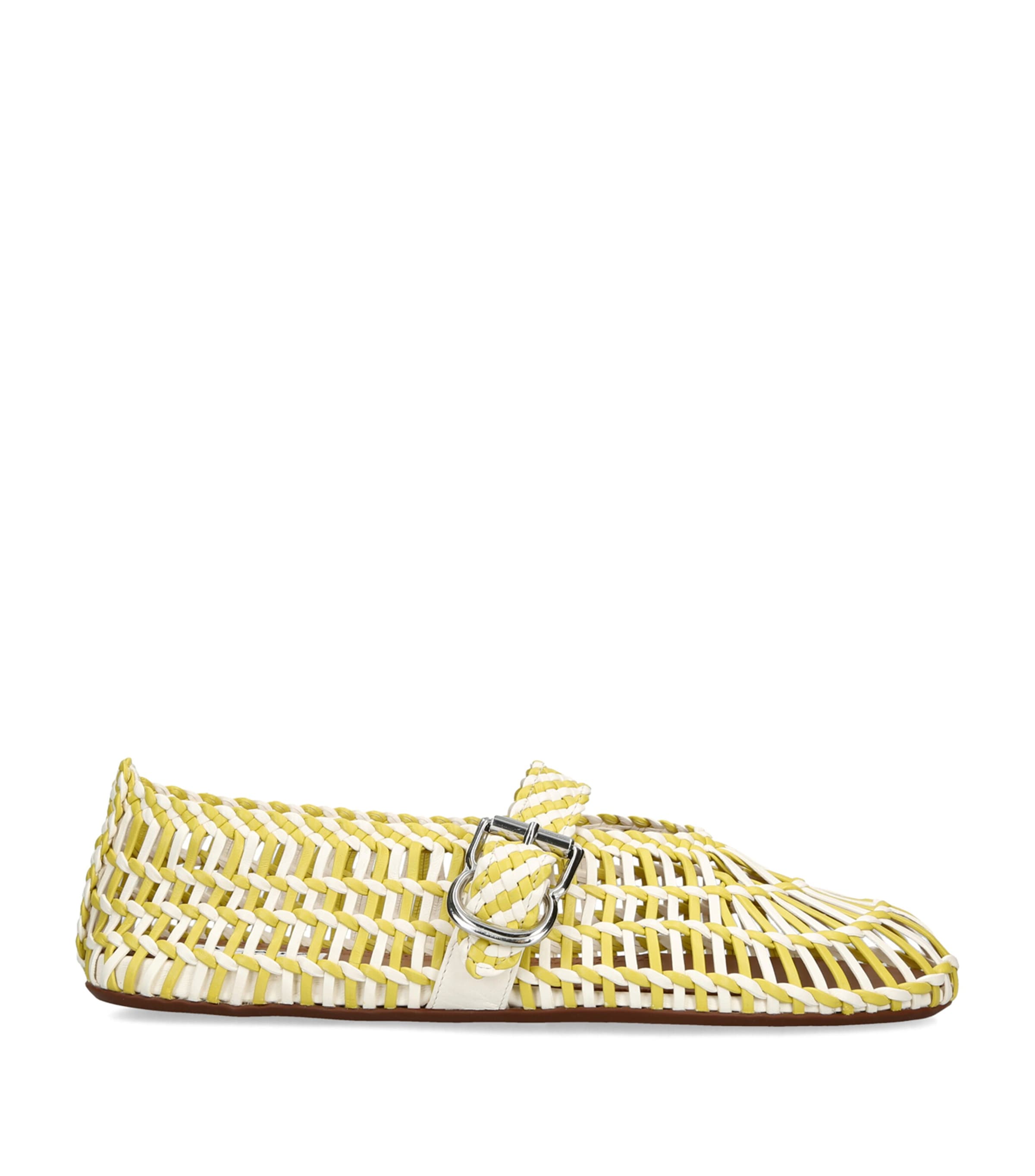 Alaïa Leather Braided Ballerina Flats Yellow Image 1
