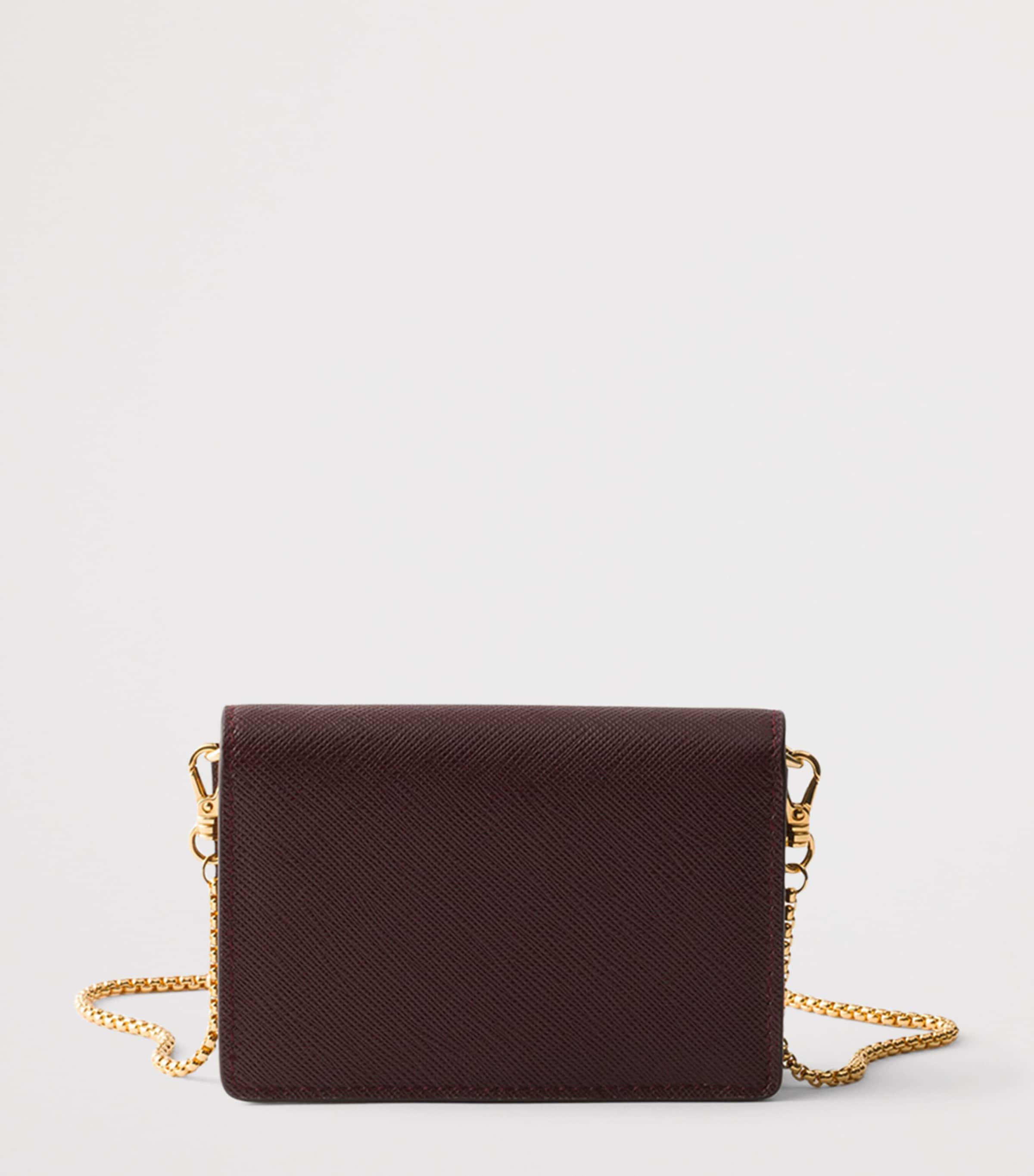 Prada Leather Card Holder with Strap Burgundy Image 3