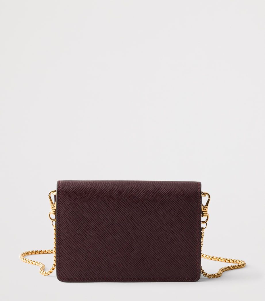 Prada Leather Card Holder with Strap Burgundy Image 3