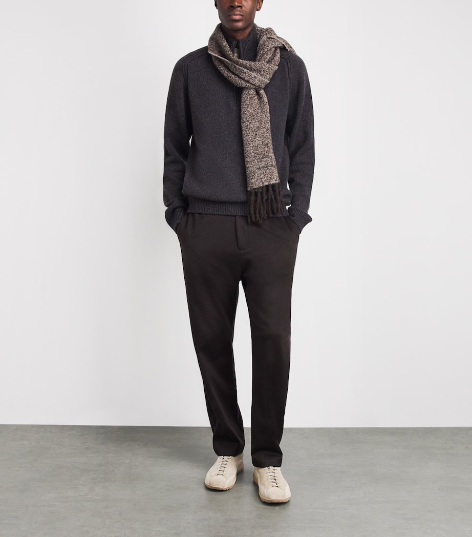Sease Mens Cashmere Mouliné Half-Zip Sweater Blue Brown Image 2