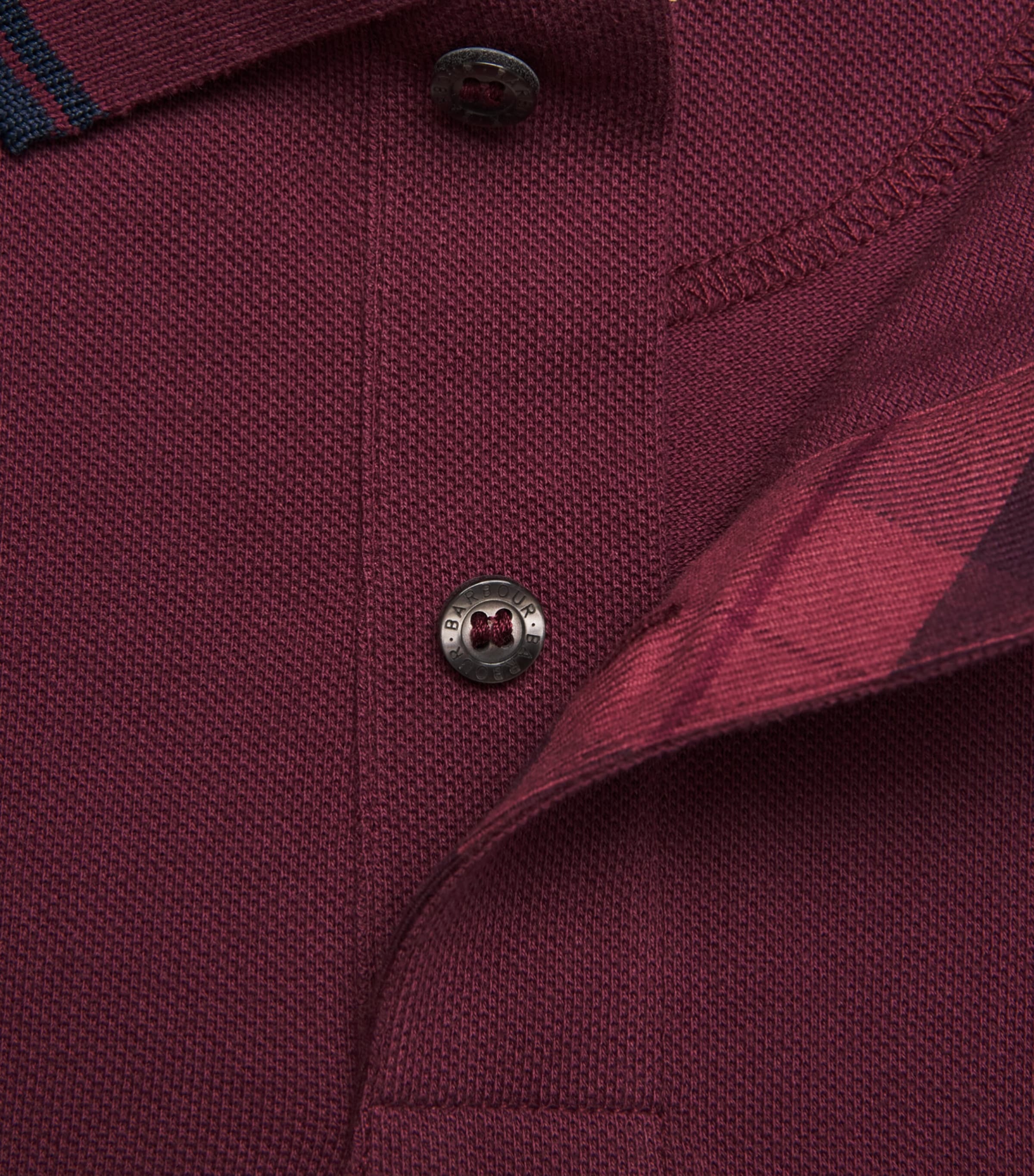 Barbour Mens Cotton Lunan Polo Shirt Dark Bordeaux Image 6
