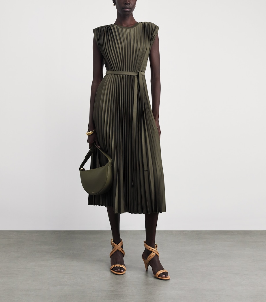 Joseph Womens Crepe Plissé Volta Midi Dress Palm Leaf Image 2