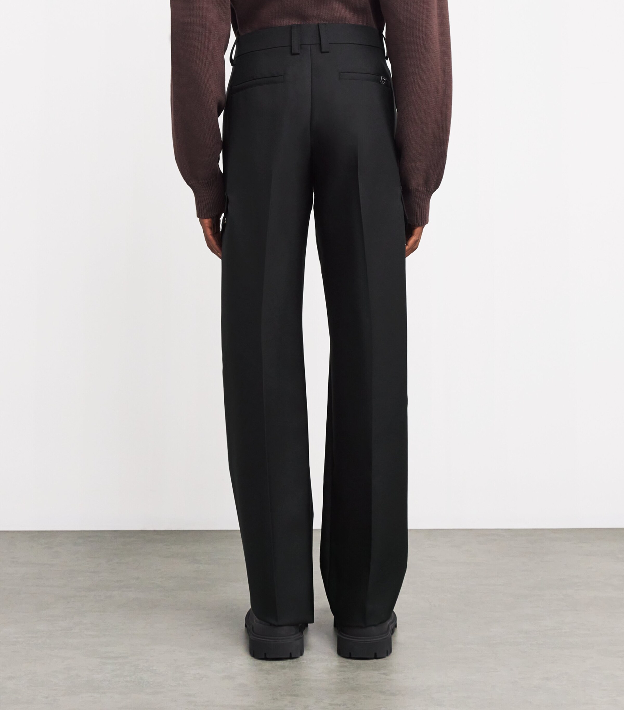 Cotton Irregular Drill Cargo Jeans BLACK Image 4