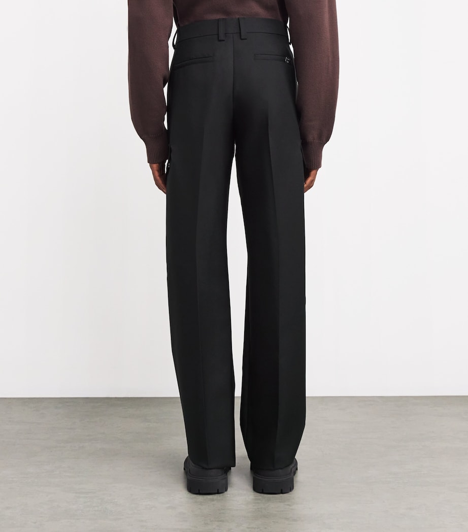 Cotton Irregular Drill Cargo Jeans BLACK Image 4