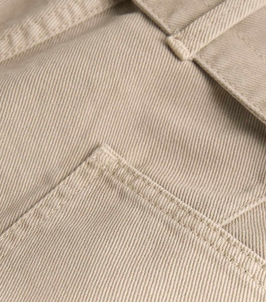 Lemaire Mens Denim Belted Twisted Shorts Beige Image 5