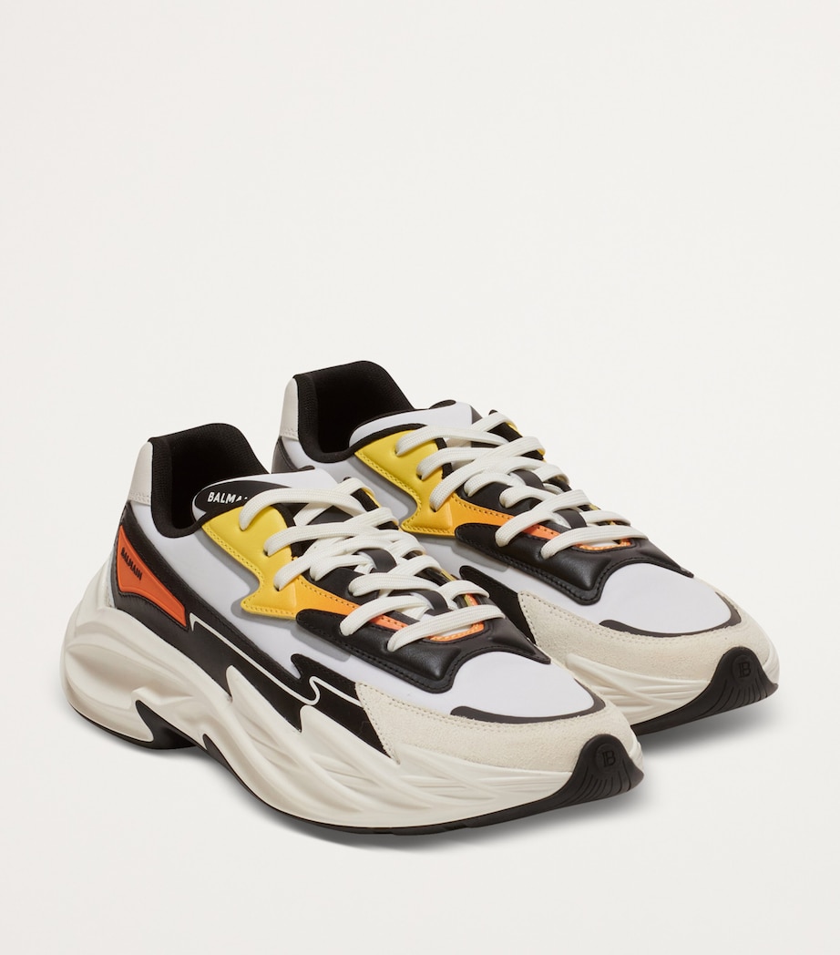Balmain Leather Run-Row Sneakers Jaune/orange Image 3