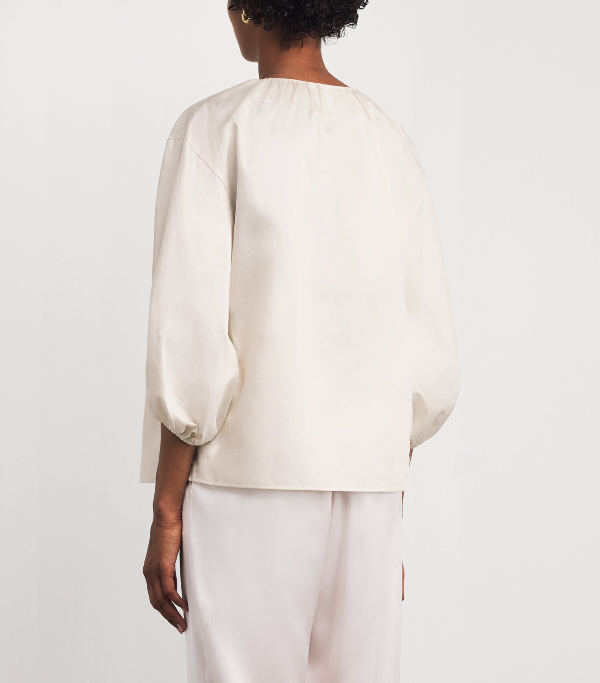 Joseph Womens Cotton Sateen Godin Blouse Ivory Image 4