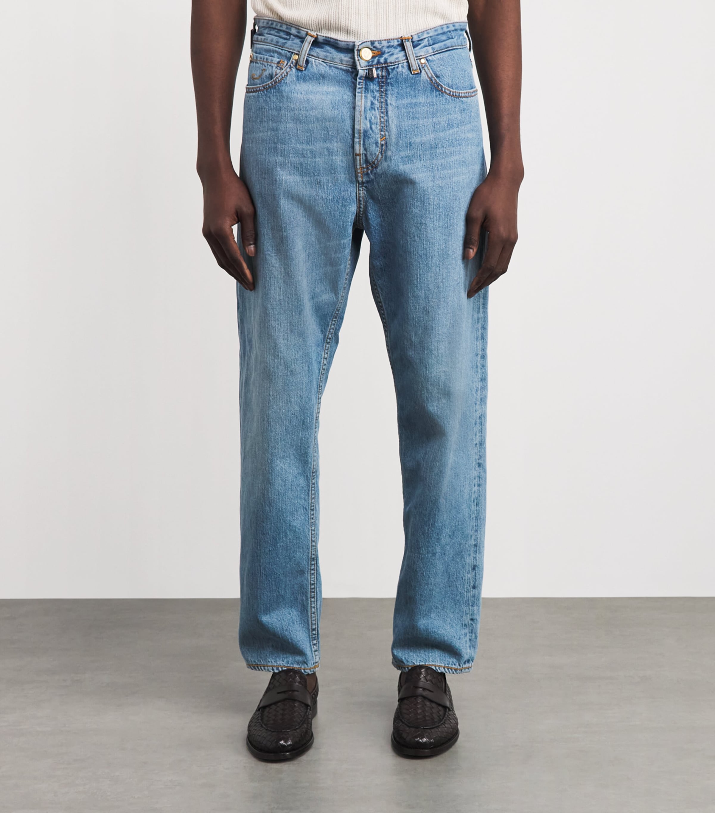 JACOB COHËN Mens Limited Edition Sean Relaxed Straight Jeans Medium Blue Image 4