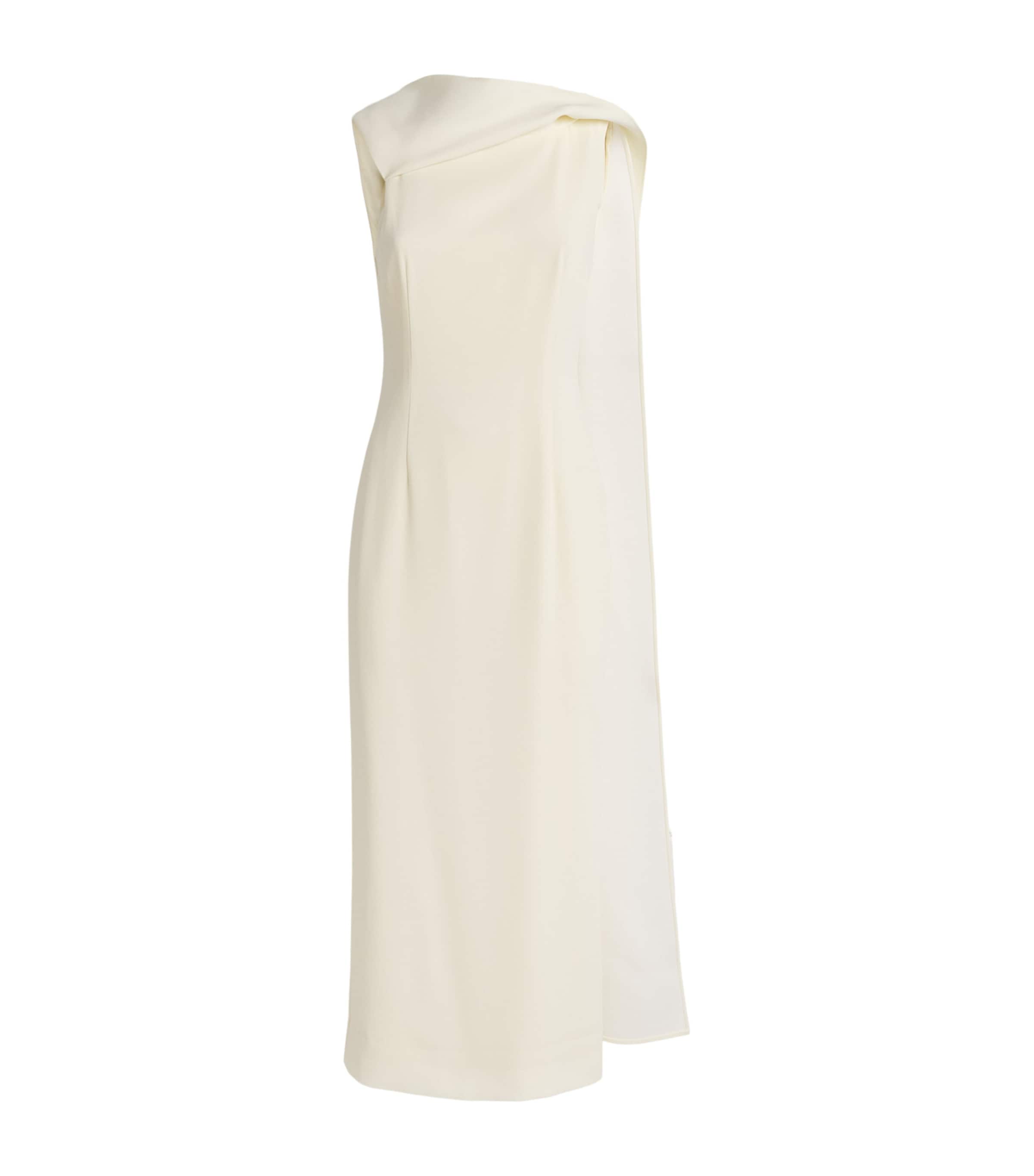 Roland Mouret Satin Crepe Sash Midi Dress Yellow