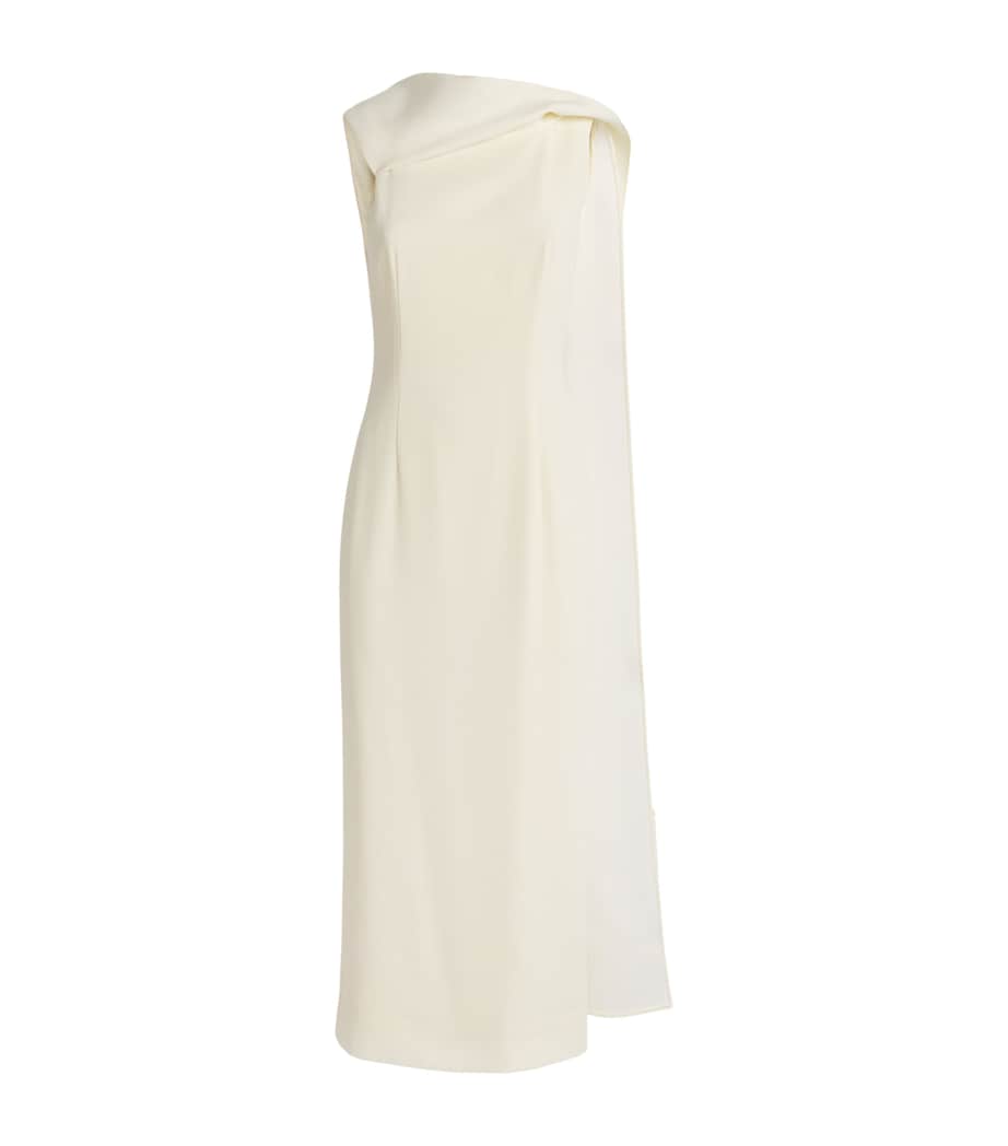 Roland Mouret Womens Satin Crepe Sash Midi Dress Yellow Image 1