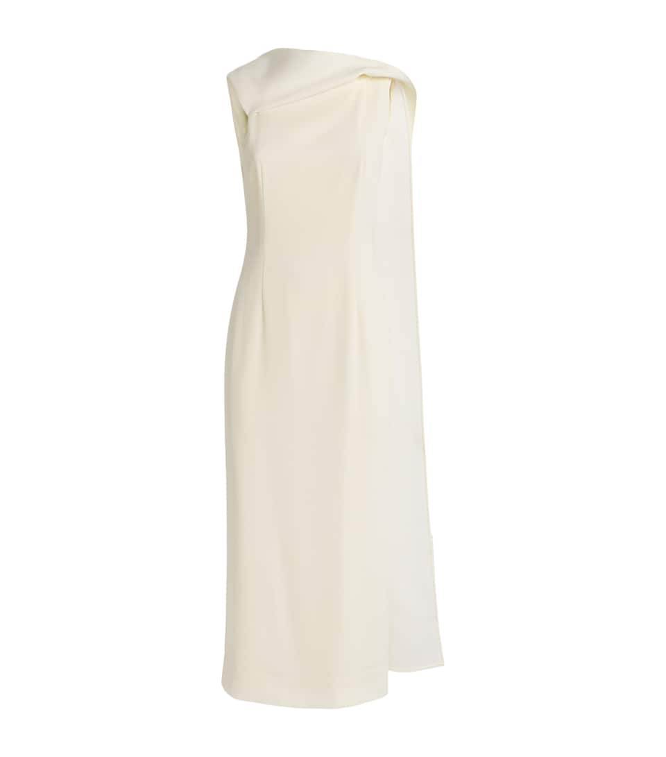 Roland Mouret Satin Crepe Sash Midi Dress Yellow