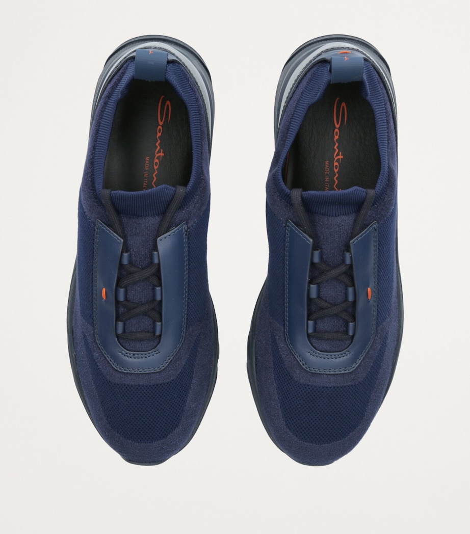 Santoni Technical-Knit Runner Sneakers Navy Image 4