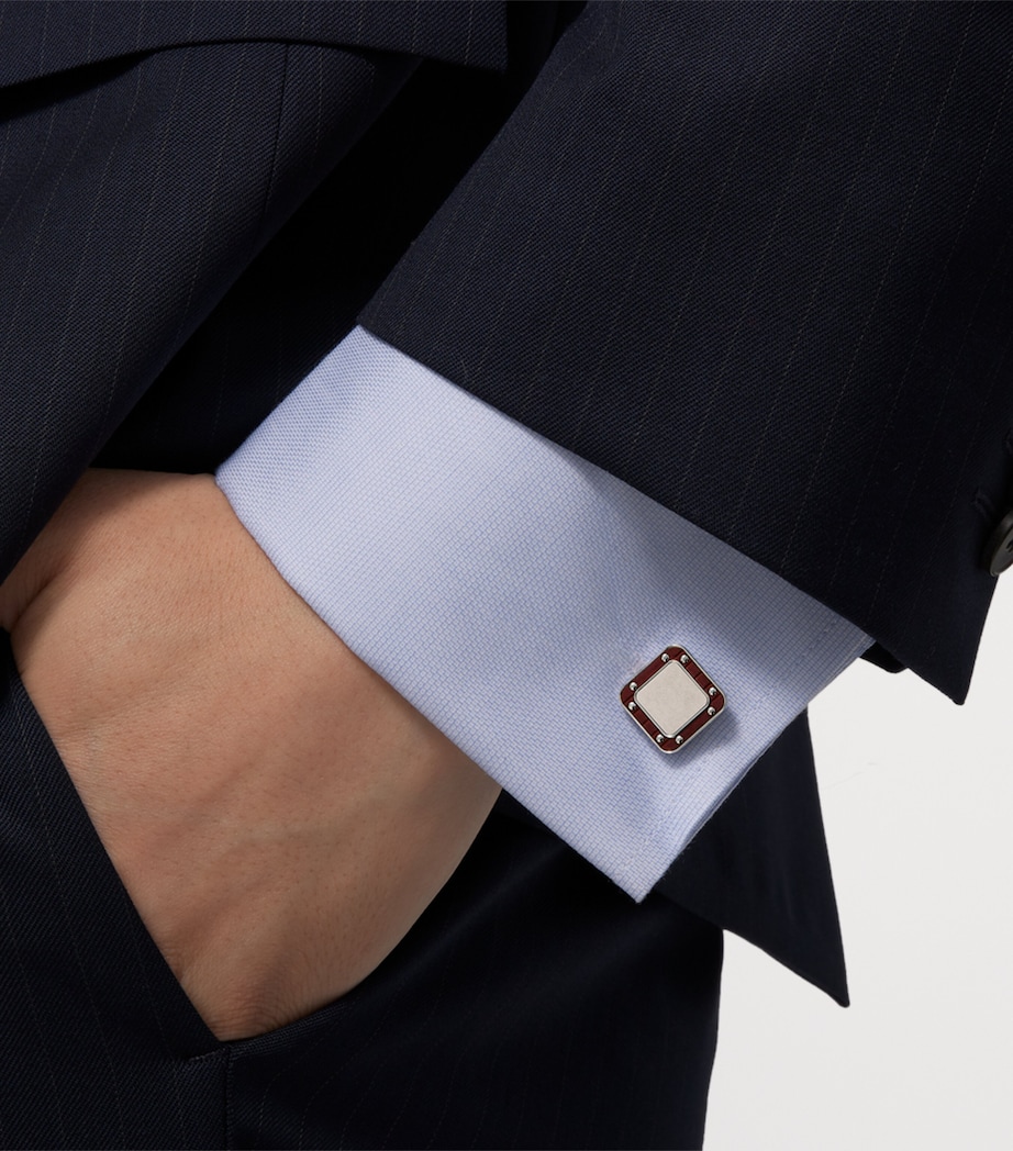 Cartier Sterling Silver Santos De Cartier Cufflinks Grey Image 2