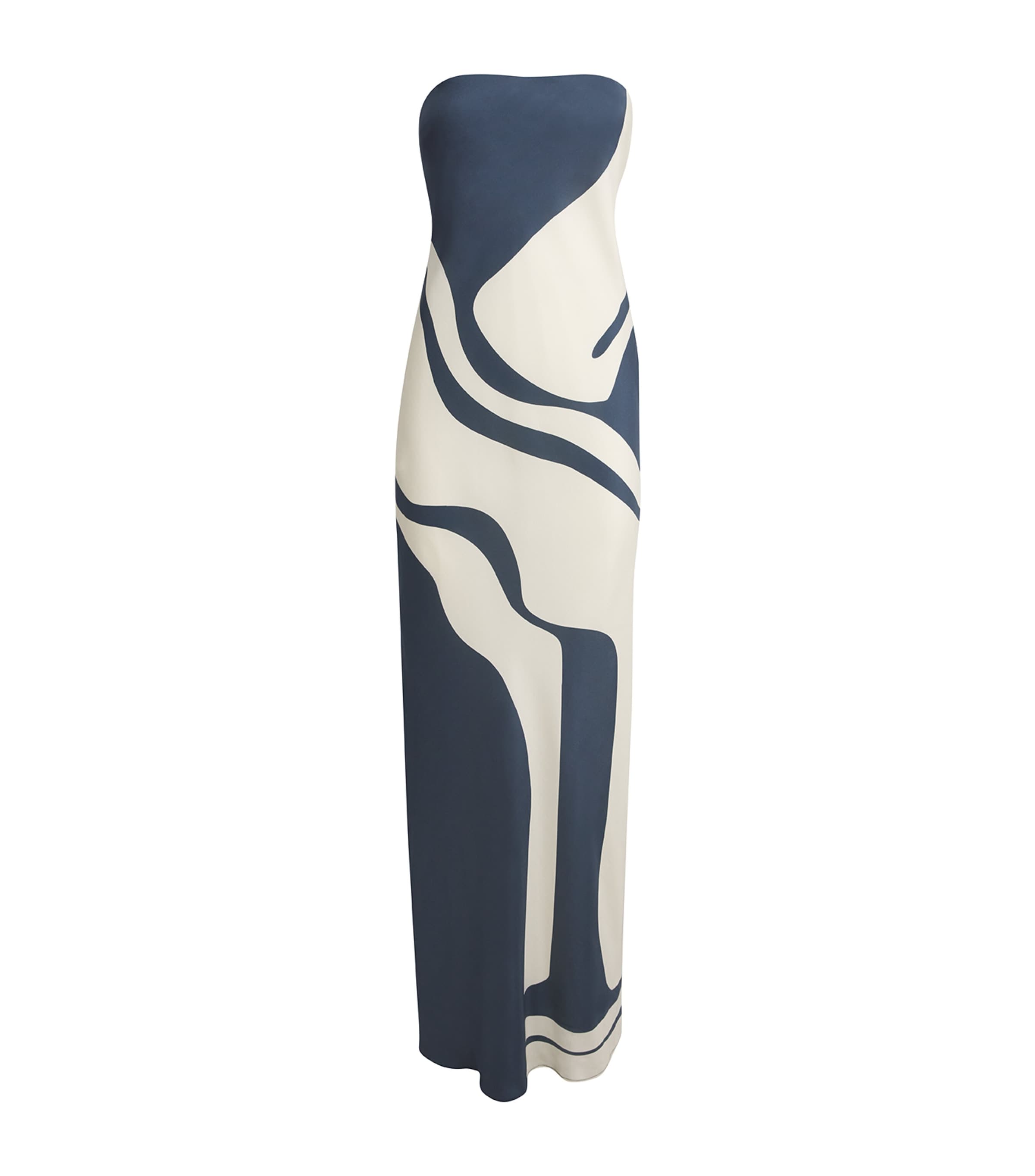 SIR. Womens Silk Strapless Lilou Maxi Dress Liora Charcoal Blue Image 1