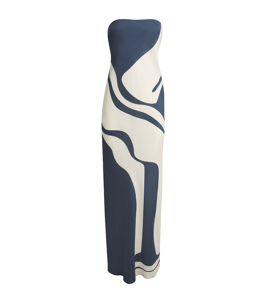 SIR. Womens Silk Strapless Lilou Maxi Dress Liora Charcoal Blue Image 1