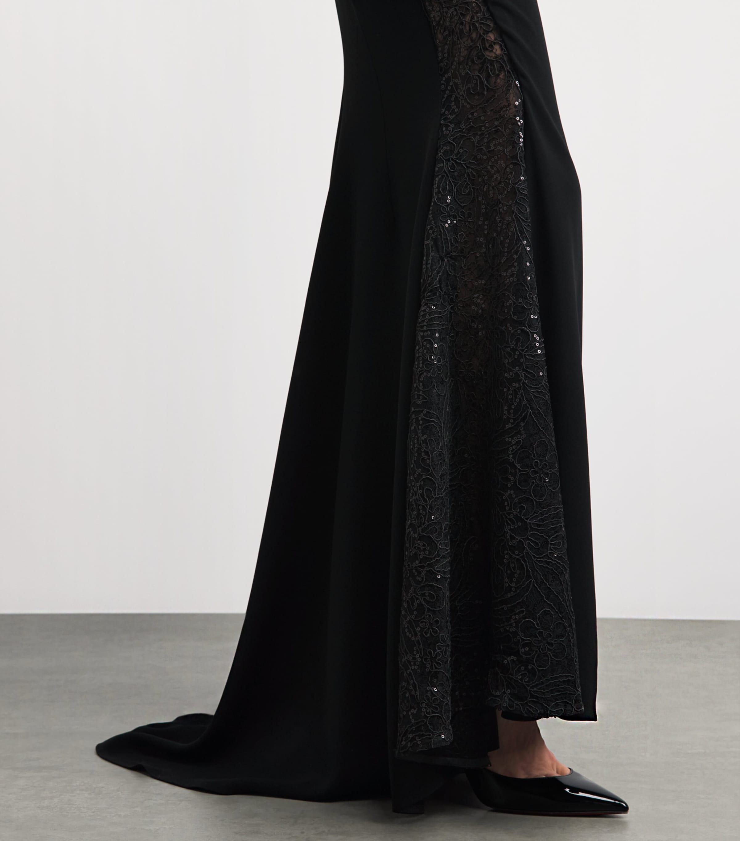 Talbot Runhof Womens Embellished Draped Gown Black Image 3