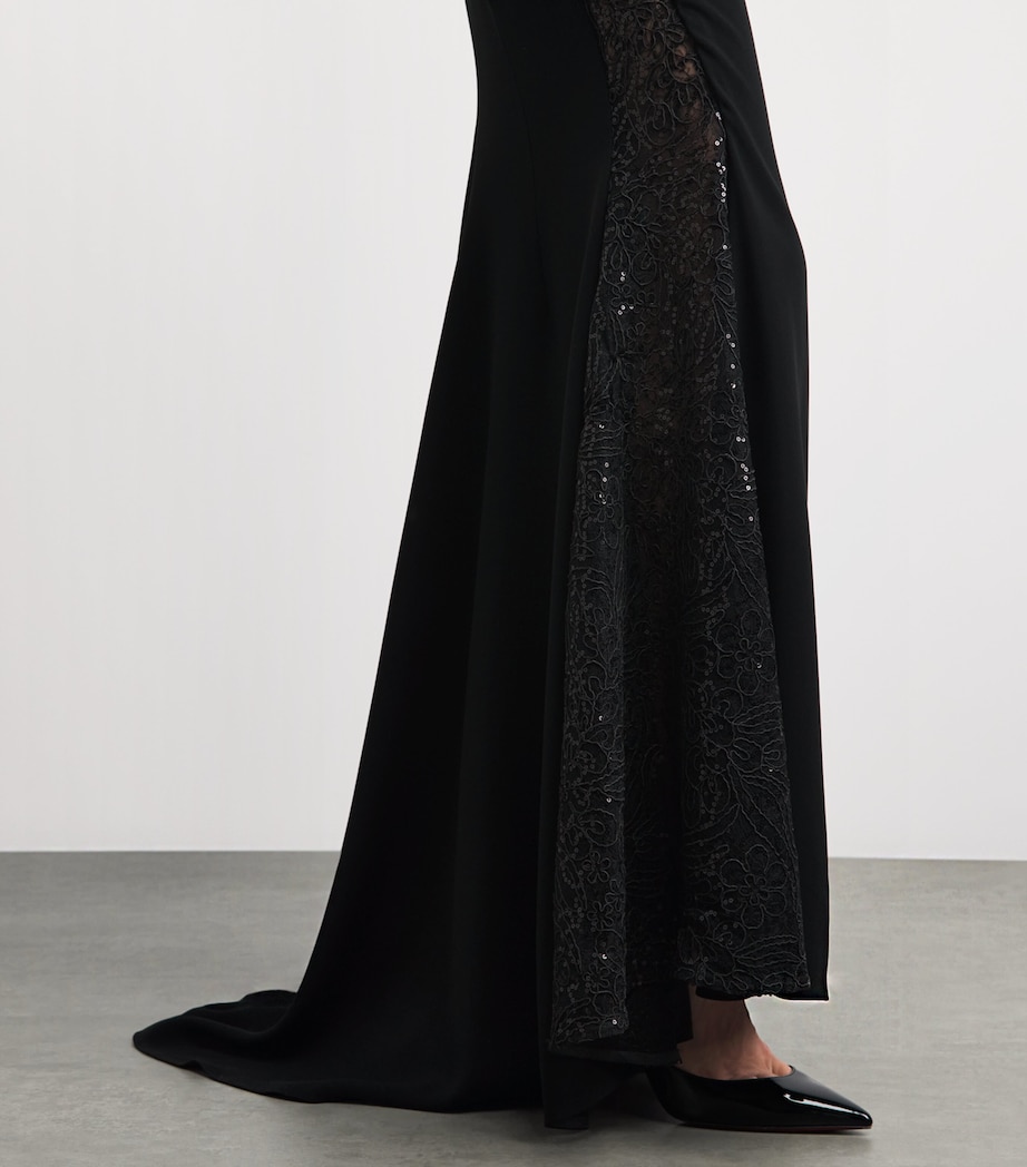 Talbot Runhof Womens Embellished Draped Gown Black Image 3