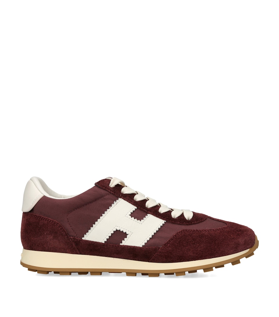 Hogan Suede-Mesh Athletic Sneakers Wine Image 1