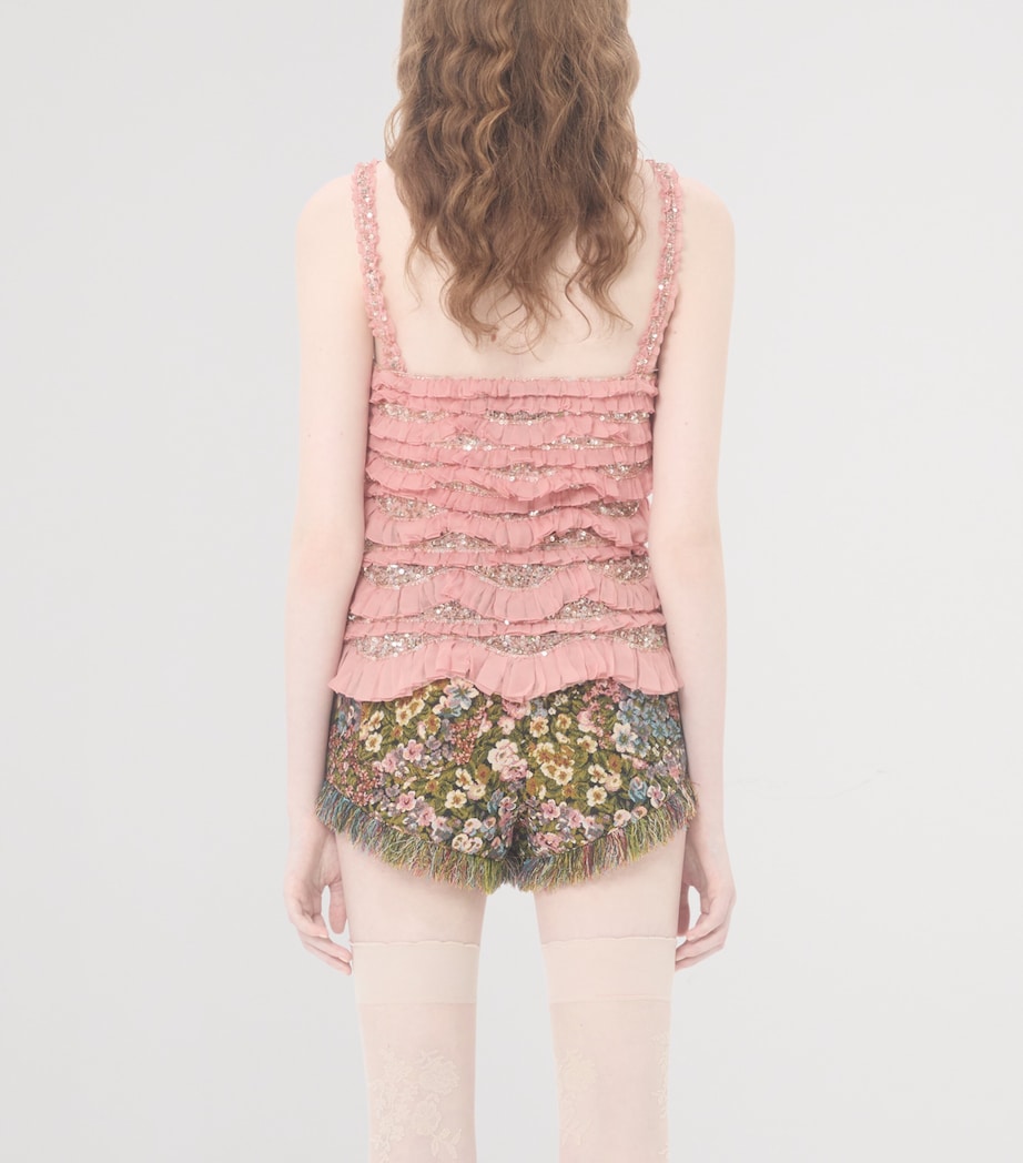 Silk Embellished Frilled Top 9TZ Image 4