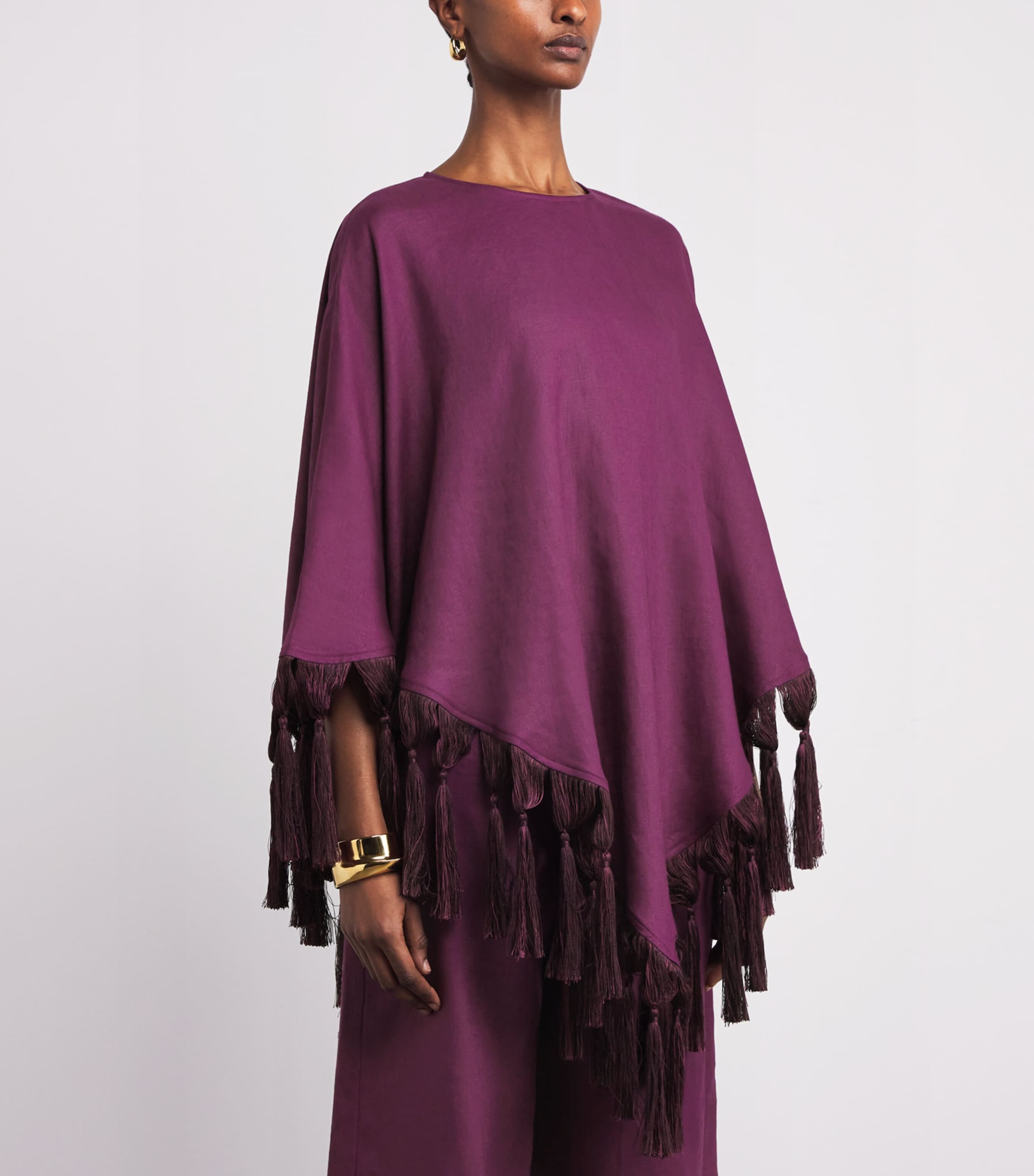 Linen Gloria Poncho PLUM Image 3