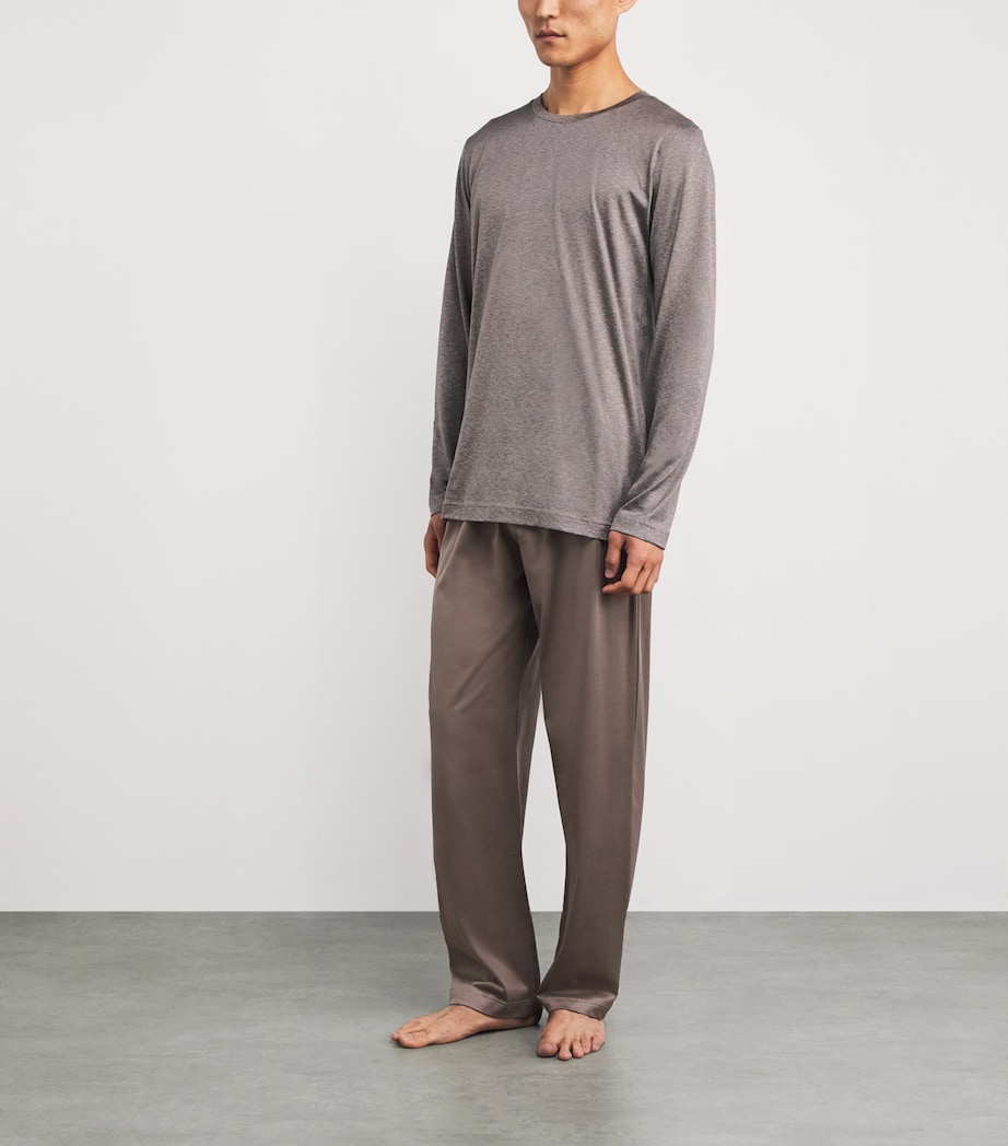 Cotton-Silk Pyjama Set 161 WALNUT STRIPE Image 2