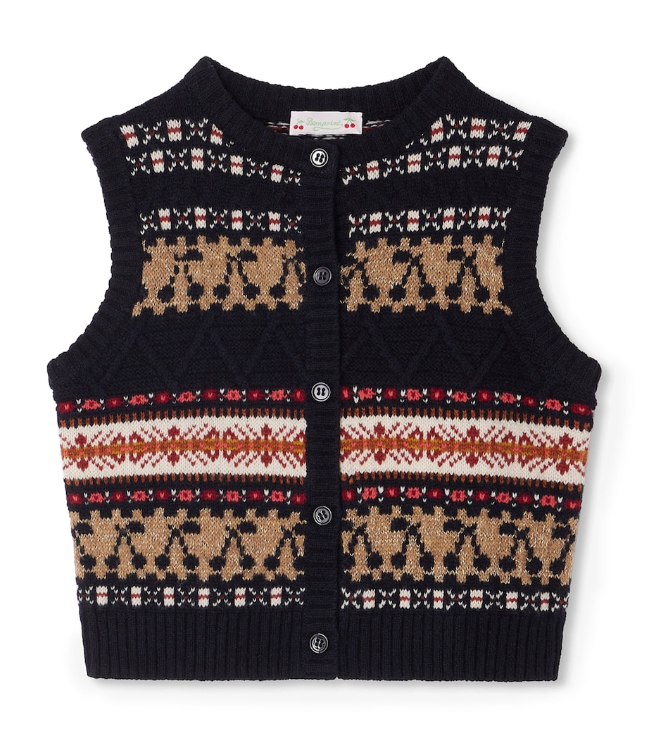 Wool-Blend Jonia Sleeveless Cardigan (10-14 Years) UPB MARINE Image 1